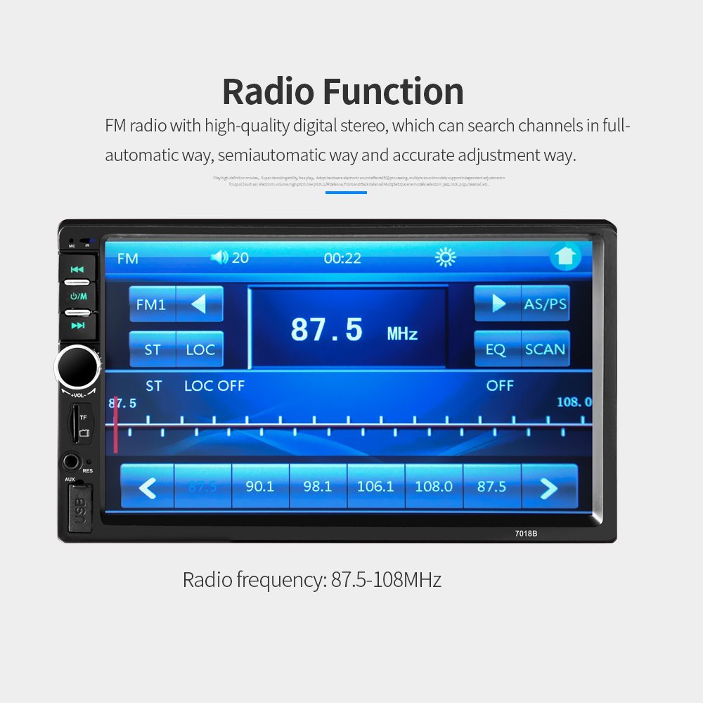 Auto-Rádio Stereo MP3 MP5 Player FM Ecrã 7'' USB Bluetooth com Sistema Mãos Livres - Multi4you®