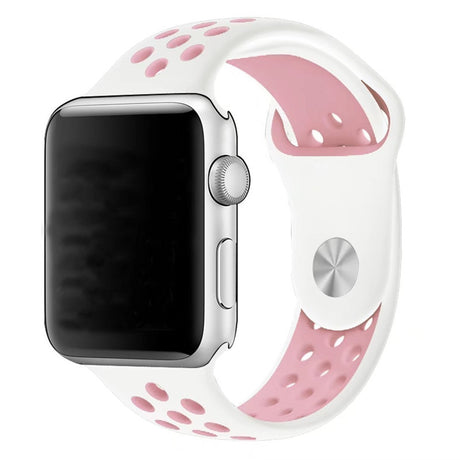 Pulseira Bracelete Desportiva Silicone para Apple Watch 42mm BRANCO/ROSA - Multi4you®