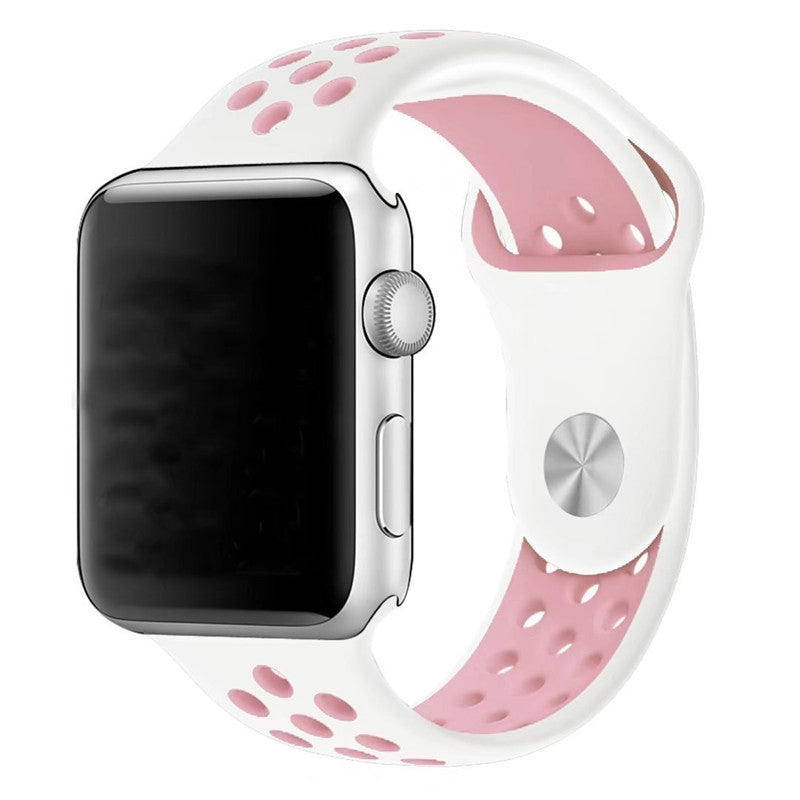 Pulseira Bracelete Desportiva Silicone para Apple Watch 42mm BRANCO/ROSA - Multi4you®