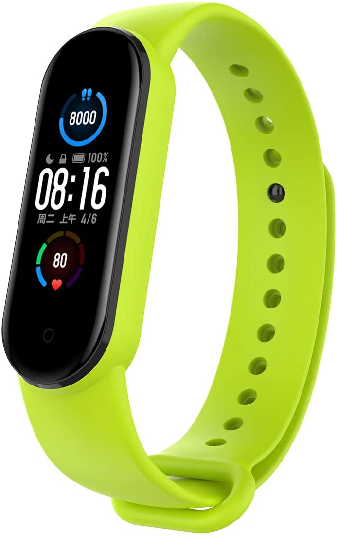 Bracelete para Pulseira Xiaomi Mi Band 5 Verde Fluorescente