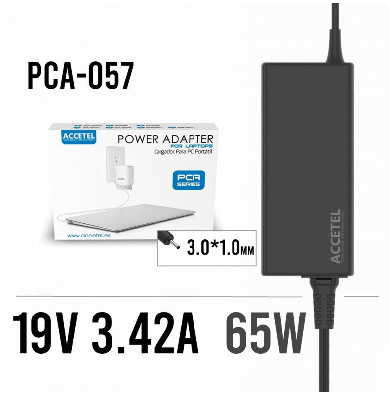 ACCETEL Carregador para Portátil 65W (19V 3.42A) Conector 3.0mm X 1.0mm