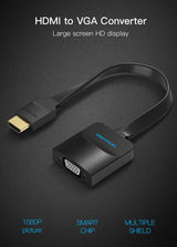 Cabo Vention Conversor Adaptador Flat HDMI para VGA com Áudio / Alimentação Micro USB