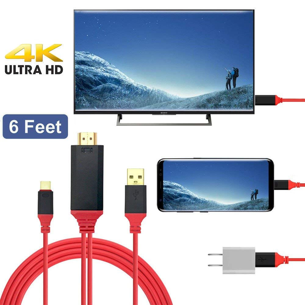 Cabo Adaptador MHL USB-C para HDMI para Smartphones / Tablet (HDTV) (Vermelho) - Multi4you®