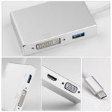 Cabo Adaptador USB-C para HDMI / VGA / DVI / USB 3.0 4K - Multi4you®