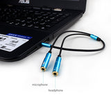 Cabo Jack 3,5mm Macho para 2 Fêmeas - Microfone / Headphone (Azul) - Multi4you®