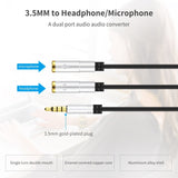 Cabo Jack 3,5mm Macho para 2 Fêmeas - Microfone / Headphone (Cinzento) - Multi4you®