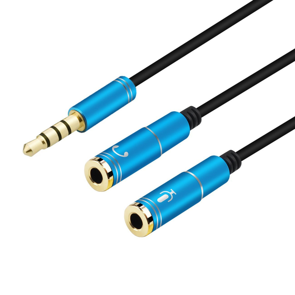 Cabo Jack 3,5mm Macho para 2 Fêmeas - Microfone / Headphone (Azul) - Multi4you®