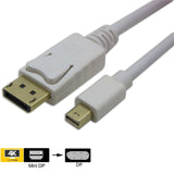 Cabo Mini DisplayPort Macho para DisplayPort Macho (1,5m) (Branco) - Multi4you®