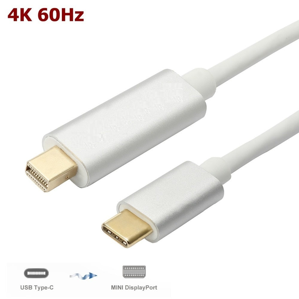 Cabo Mini DisplayPort Macho para USB-C Macho (1,5m) (Branco) - Multi4you®