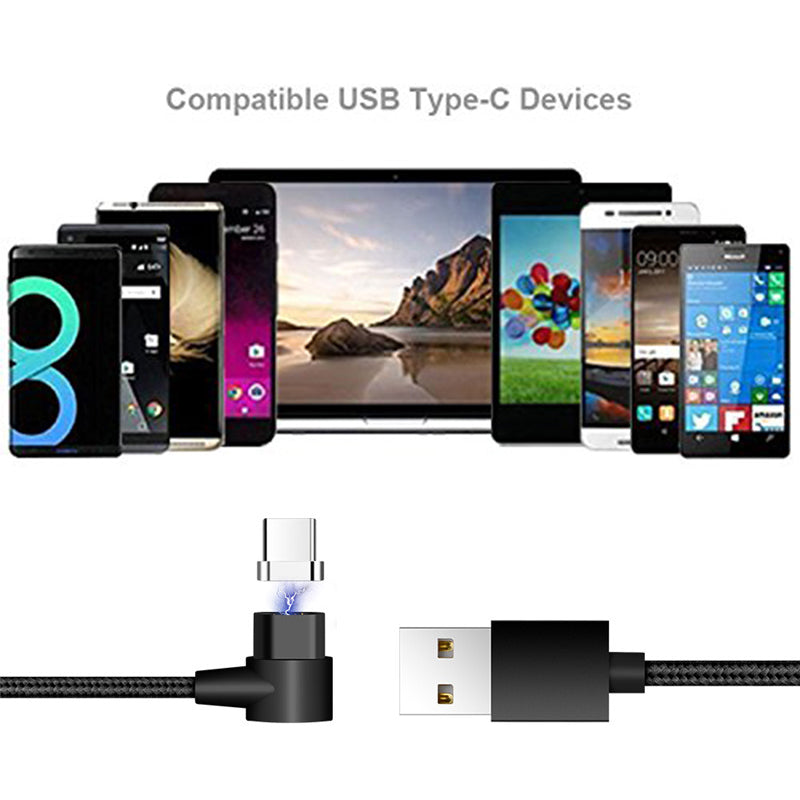 Cabo USB-C 90° Magnético para Smartphone Revestido em Nylon (1m) - Multi4you®