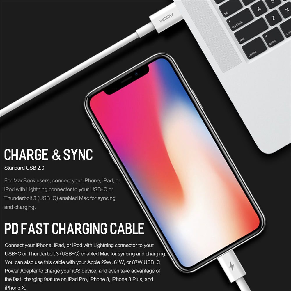 Cabo USB-C para Lightning / Charger & Sync (Branco) (50cm) - Multi4you®
