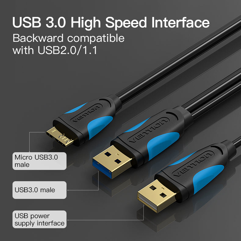 Cabo Vention Dados e Alimentação Micro USB-B 3.0 USB 3.0 USB (1m)