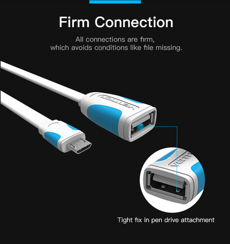 Cabo Vention Flat Micro USB OTG (25cm)