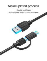 Cabo Vention de Dados Micro USB / Lightning para USB 2 em 1 (1m)