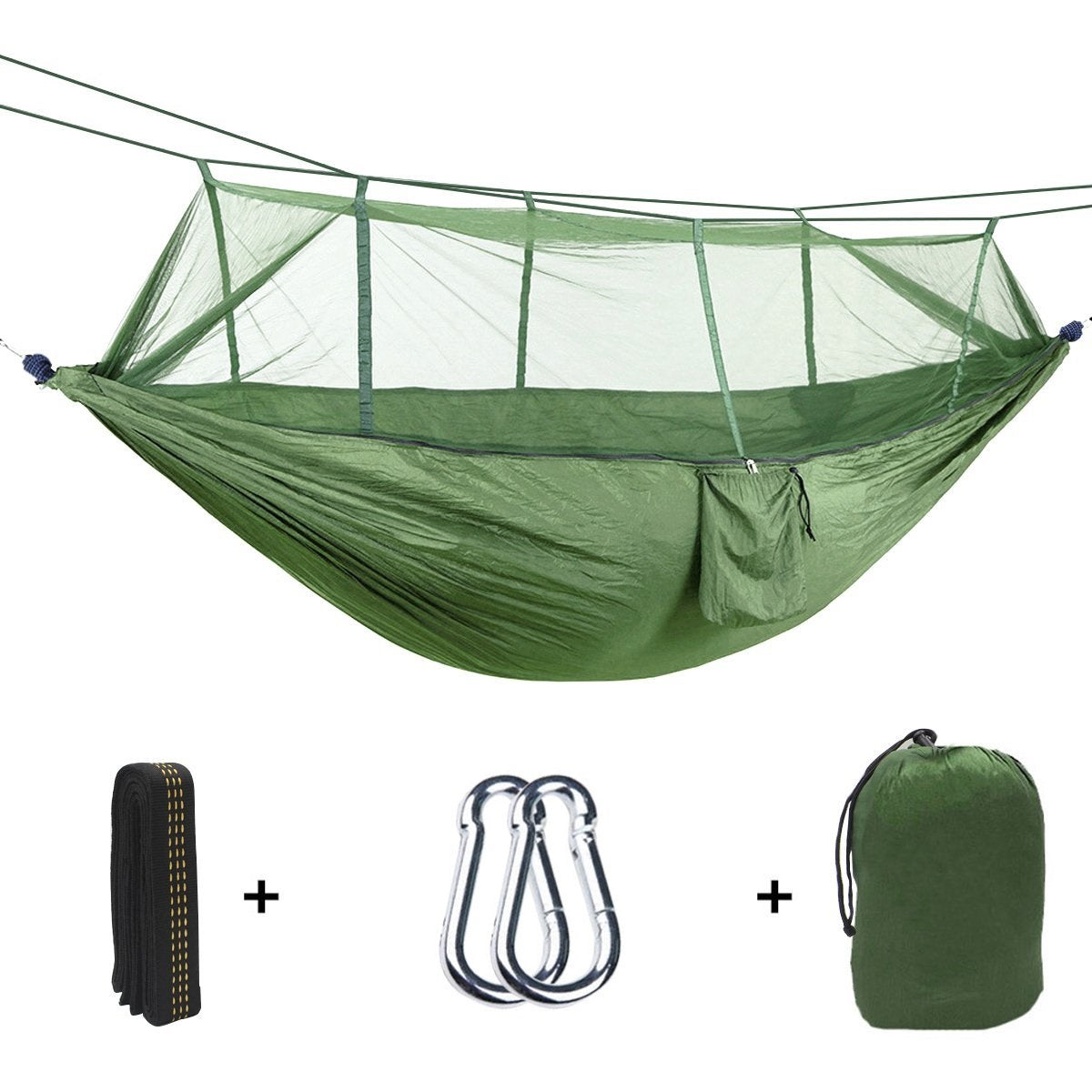 Cama de Rede em Nylon com Proteção Anti Insetos para Camping / Acampamento (Verde) - Multi4you®