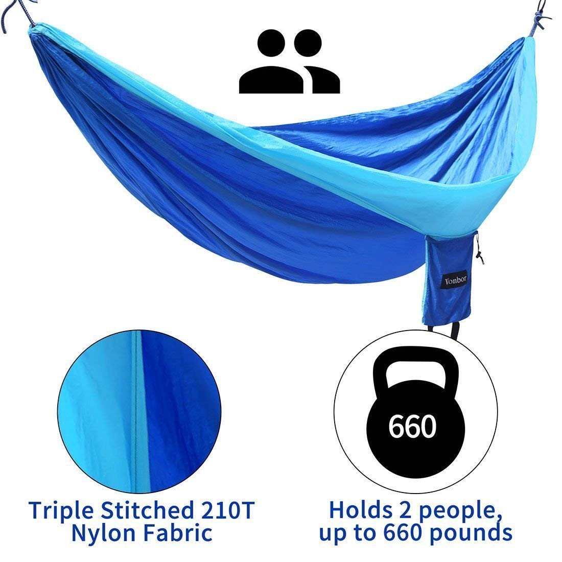 Cama de Rede em Nylon para Camping / Acampamento (Azul) - Multi4you®