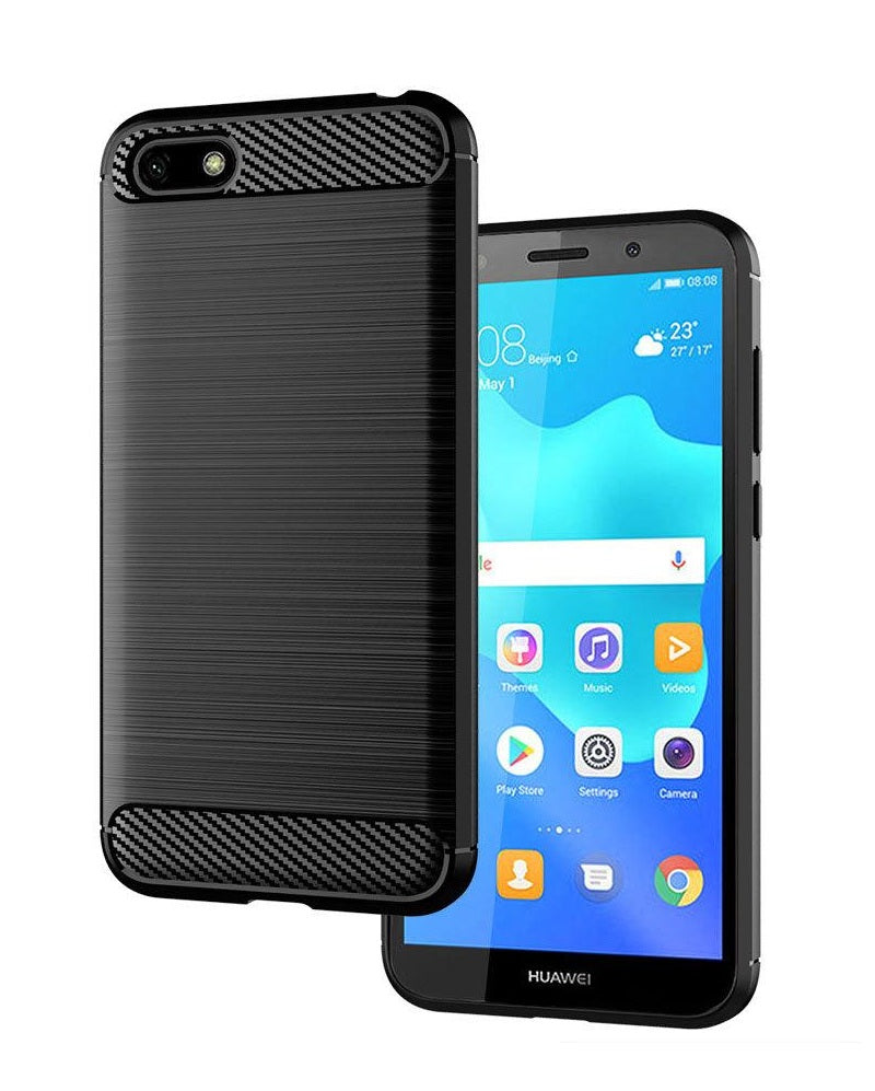 Capa Carbon Gel TPU Carbono Preto para Huawei Y5 lite (2018) - Multi4you®