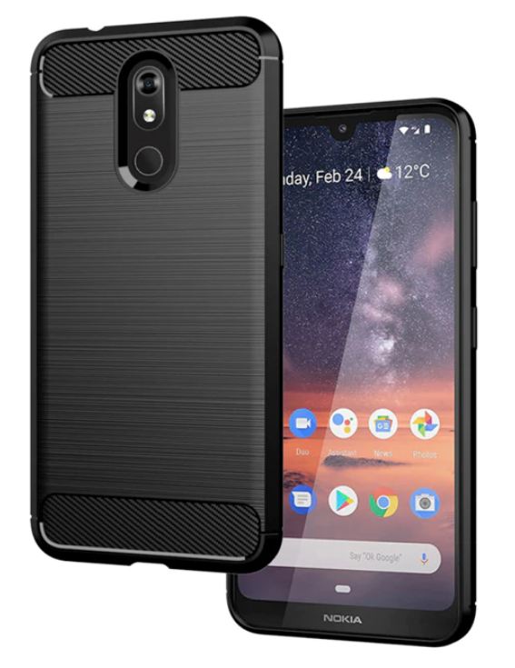 Capa Carbon Gel TPU Carbono Preto para Nokia 3.2 - Multi4you®
