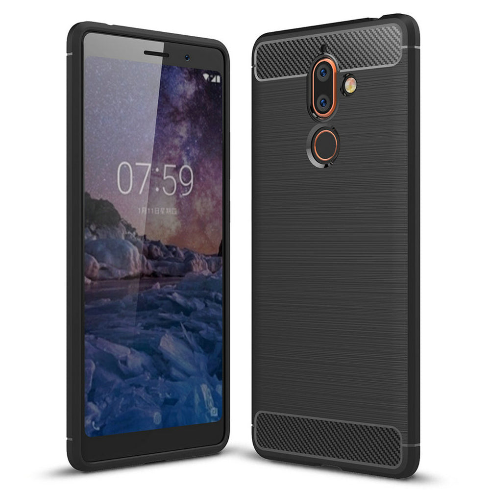 Capa Carbon Gel TPU Carbono Preto para Nokia 7 Plus - Multi4you®