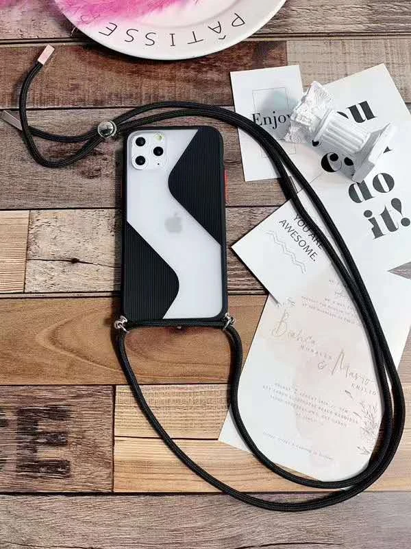 Capa Silicone Transparente e Preto com Cordão para IPhone 11 Pro