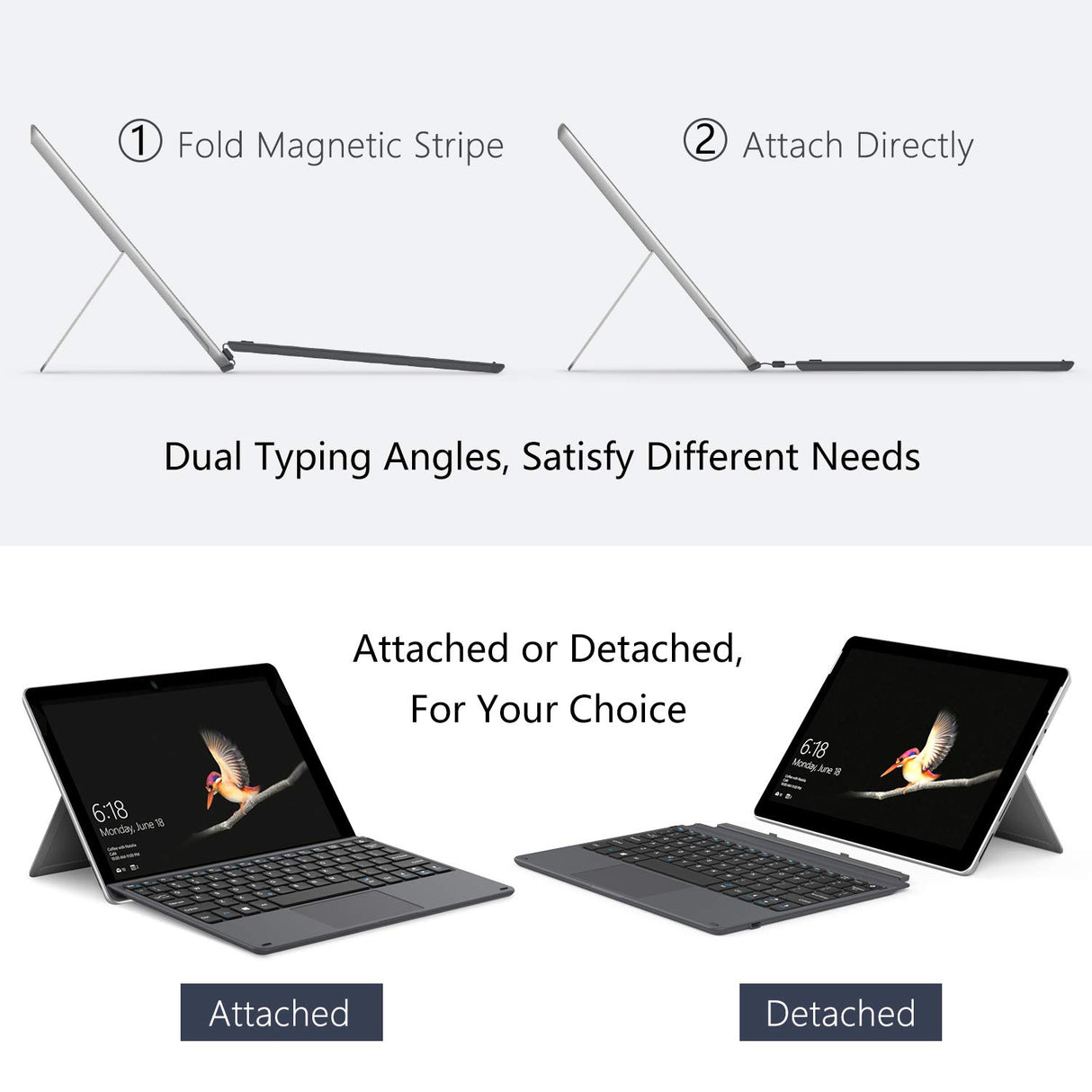 Capa Teclado BLUETOOTH para Surface GO - Type Cover Wireless (QWERT Inglês) - Multi4you®