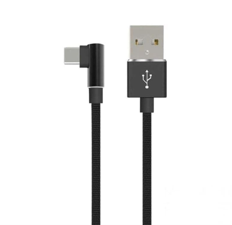 Cabo USB-C 90° para USB para Smartphone Revestido em Nylon (2m)