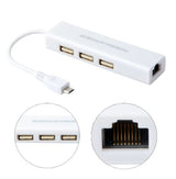 Adaptador MICRO USB para Ethernet RJ45 / 3X USB