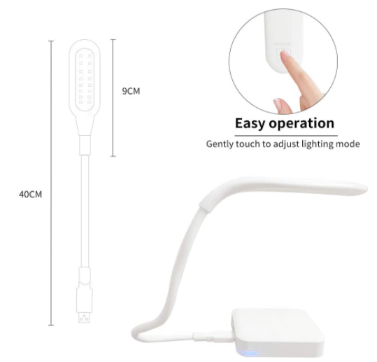 Candeeiro USB regulável 18 LED com 3 níveis de brilho