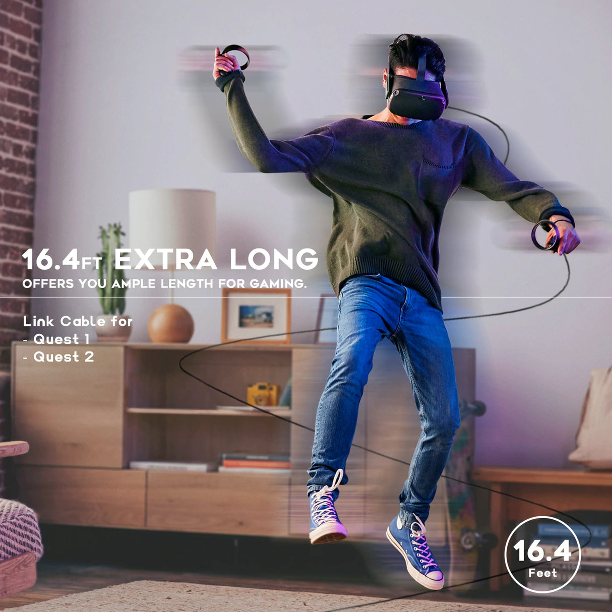 DESTEK Cabo USB de dados 5 m Compativel com Oculus Meta Quest 2 - Oculus Quest Link Steam VR