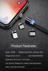 Cabo Magnético USB C / Micro USB / Lightning Ultra Resistente Nylon Trançado