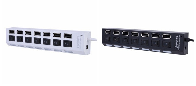 HUB USB 2.0 | 7 PORTAS | Chaves ON/OFF Led BRANCO 7 PORTAS - Multi4you®