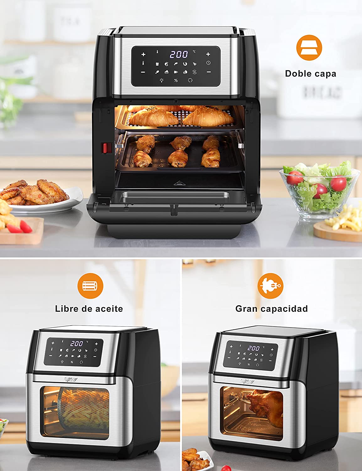 Innsky Hot Air Fryer 10 Litros 1500W - 10 em 1 com 6 acessórios