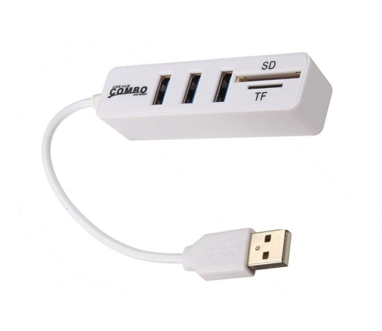 Multi Hub USB 3 Portas / Leitor de Cartão SD / Micro SD (Branco) - Multi4you®