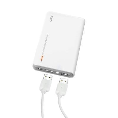 Bateria Externa Universal 7.200Mah Sbs com Duplo Saída Branco