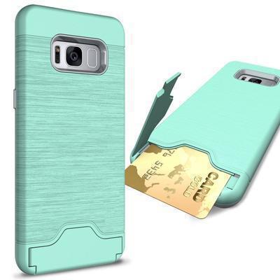 Capa com Slot Cartões e Apoio para Samsung Galaxy S8 G950 Azul Turquesa