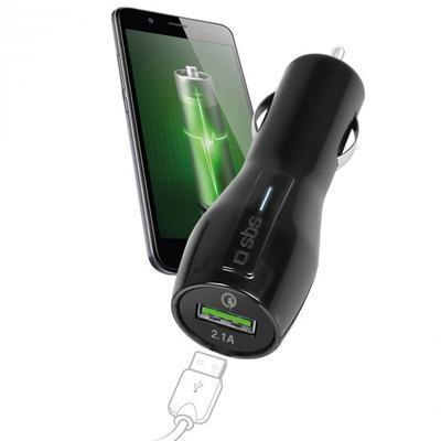 Carregador de Carro Quick Charge 3.0 Sbs com Saída USB 2.1 Preto