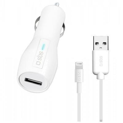 Carregador de Carro Sbs com Porta USB 2.1A e Cabo USB Lightning Mfi Branco