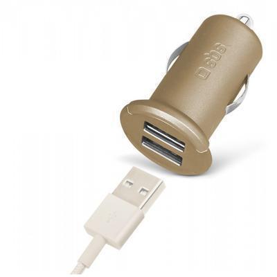 Carregador de Carro Universal Duplo Saída USB 2.4A Gold Collection Dourado