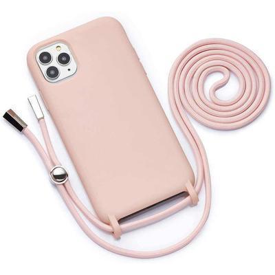 Capa com Cordão para iPhone SE 2020 / 8 / 7 Silicone Premium Rosa
