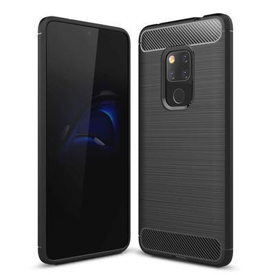 Capa Silicone Huawei Mate 20 Fibra de Carbono Preto