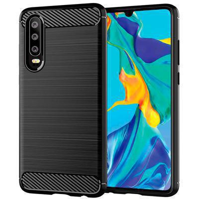 Capa Silicone Huawei P30 Fibra de Carbono Preto