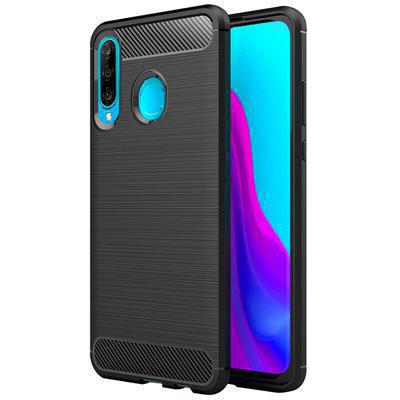 Capa Silicone Huawei P30 Lite Fibra de Carbono Preto