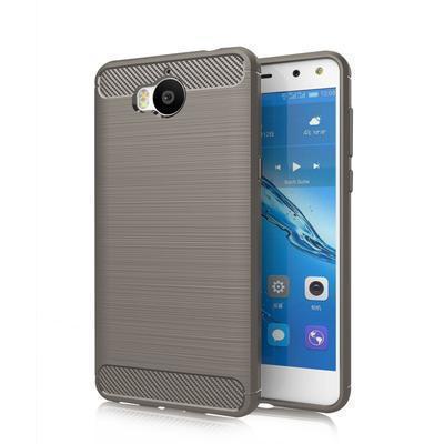 Capa Silicone Huawei Y7 Fibra de Carbono Cinzento
