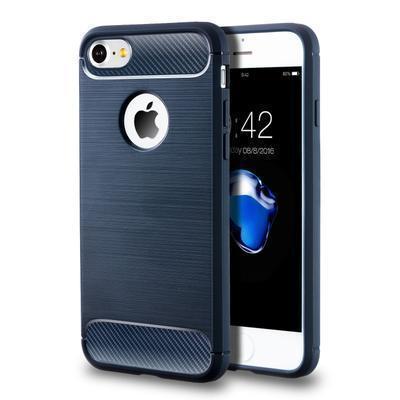 Capa Silicone iPhone 7 / 8 / Se 2020 Fibra de Carbono Azul