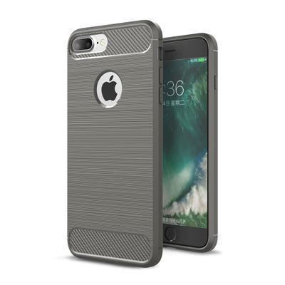 Capa Silicone iPhone 7 Plus / 8 Plus Fibra de Carbono Cinzento