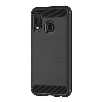 Capa Silicone Samsung Galaxy A20E Fibra de Carbono Preto