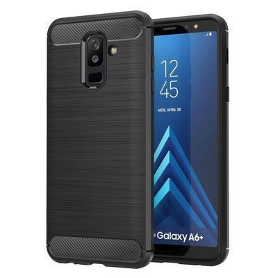 Capa Silicone Samsung Galaxy A6+ Fibra de Carbono Preto