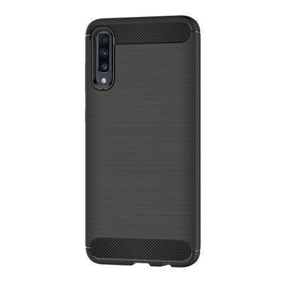 Capa Silicone Samsung Galaxy A70 Fibra de Carbono Preto