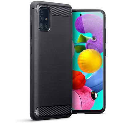 Capa Silicone Samsung Galaxy A71 Fibra de Carbono Preto