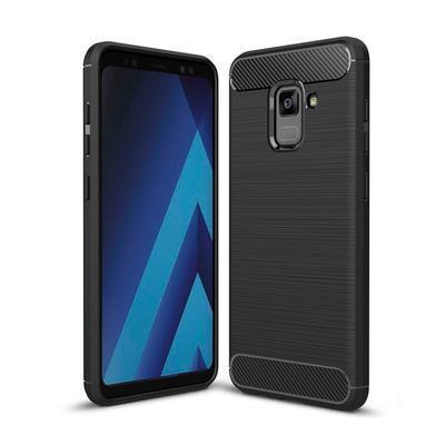 Capa Silicone Samsung Galaxy A8 Fibra de Carbono Preto